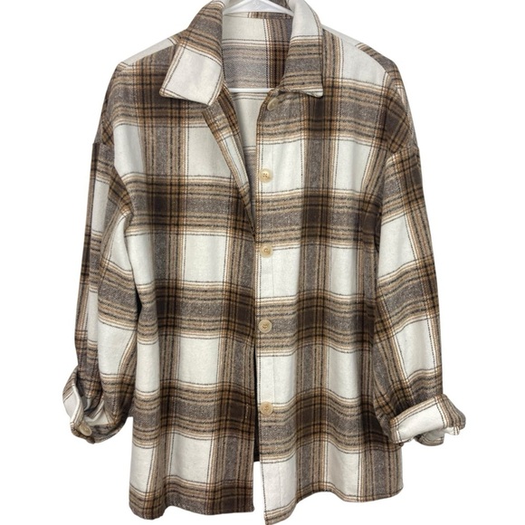 SHEIN Lune Plaid Drop Shoulder Coat Shacket Button Down Jacket - Size 4 - Picture 4 of 15